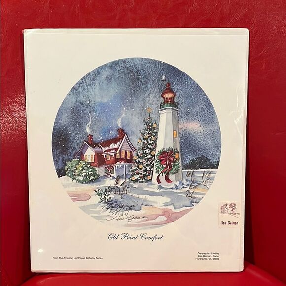 Lisa Geiman Holiday Lighthouse Art Print - Picture 1 of 4